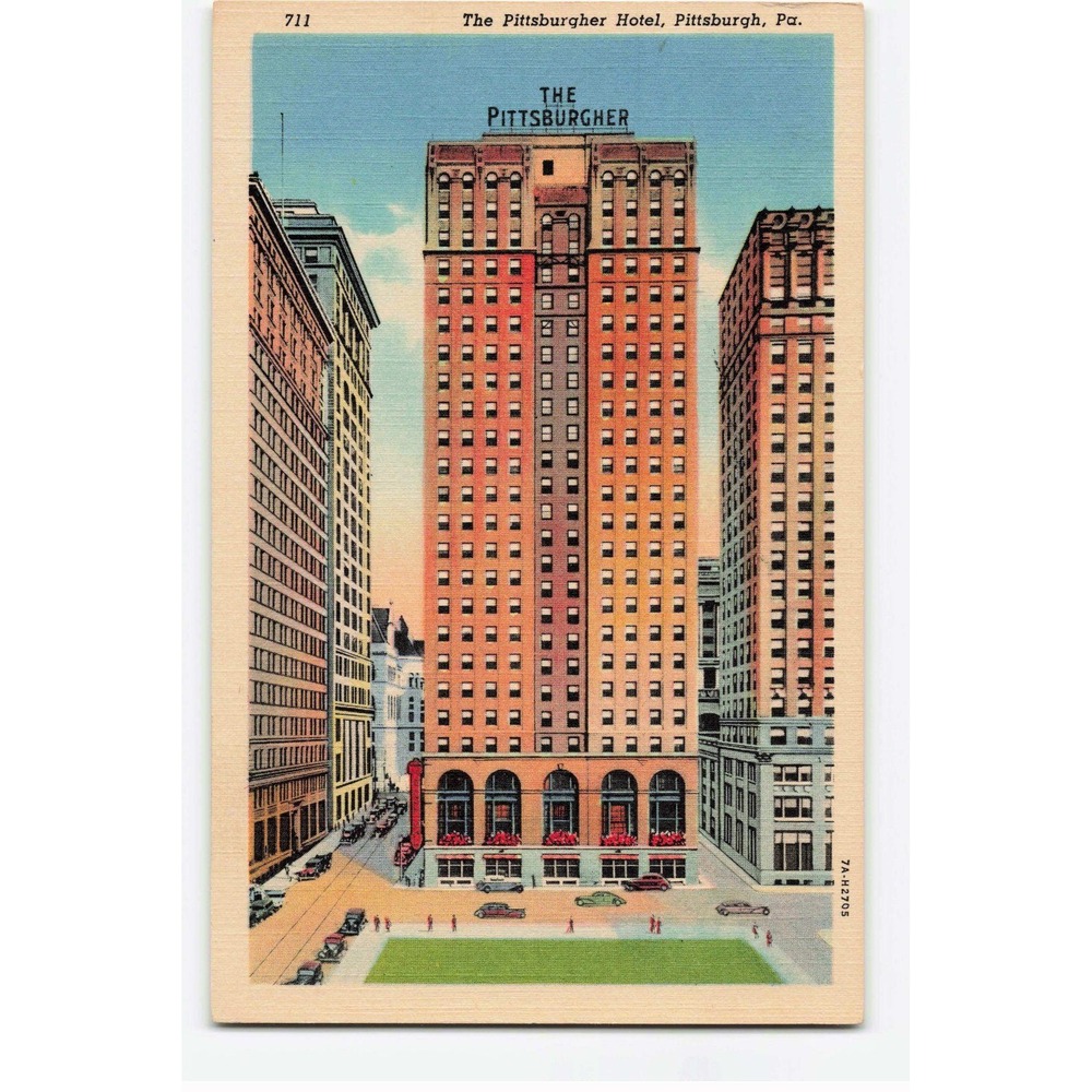 Vintage The Pittsburgher Hotel Pittsburgh PA Linen Postcard 711 Minsky Bros